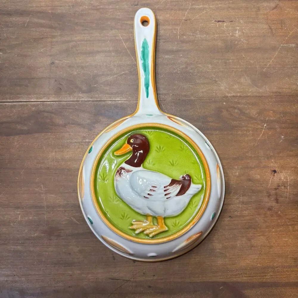 Vintage Ceramic Duck Skillet Wall Decor